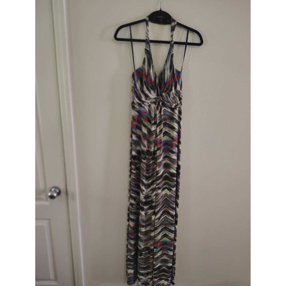 Jessica Simpson Womens Multi Color Abstract Chevron Halter Maxi Dress Size M